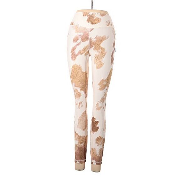 NWT🏷️We Wore What Medium Vshaped Cowhide Leggings Beige Multi - Picture 2 of 7